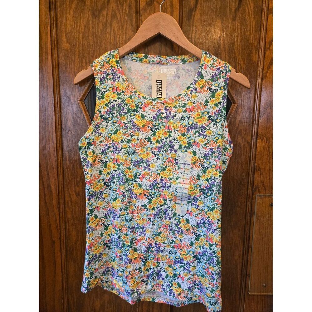 Duluth Floral Sleeveless Cotton Tank Top Long Tail - Multicolor Floral NWT